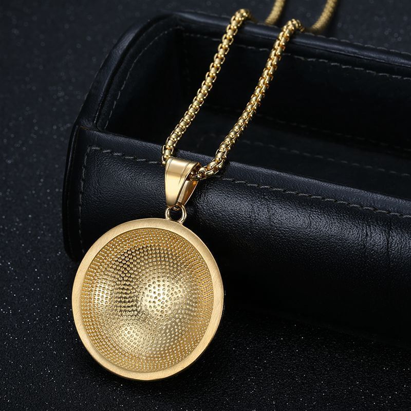 Hiphop Jewelry Stainless Steel Gold-plated Inlaid Zircon Football Pendant