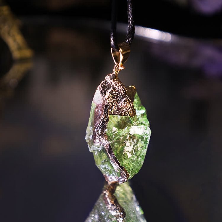 Cute Natural Moldavite Irregular Necklace