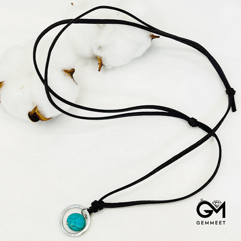 Retro Turquoise Leather Necklace