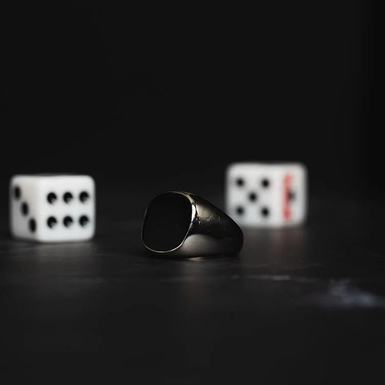 Vintage Styled Black Obsidian Signet Ring