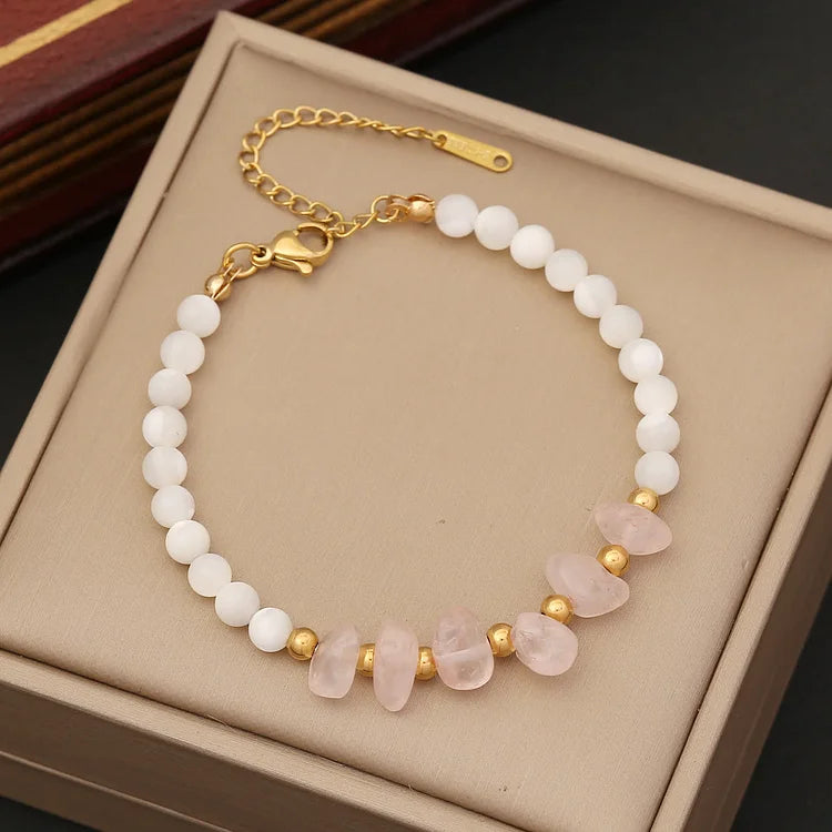 Natural Irregular Stone & Shell Jewelry Bracelet