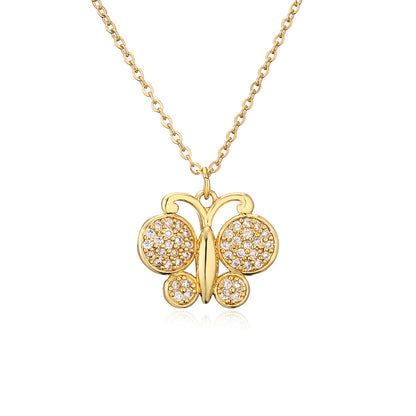 Full Stones Hollow Butterfly Pendant Necklace