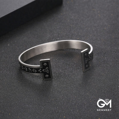 Titanium Steel Viking Rune C-shaped Runa Female Bracelet