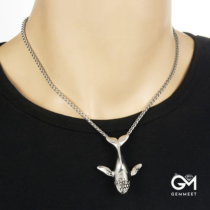 Stainless Steel Simple Blue Whale Pendant Necklace