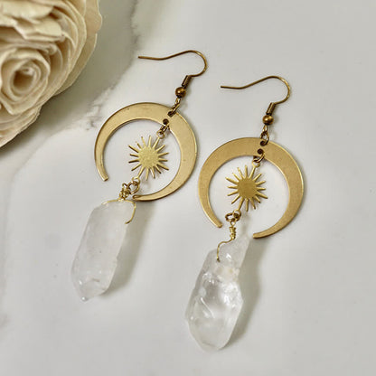 Bohemia Crescent Moon Clear Crystal Earrings