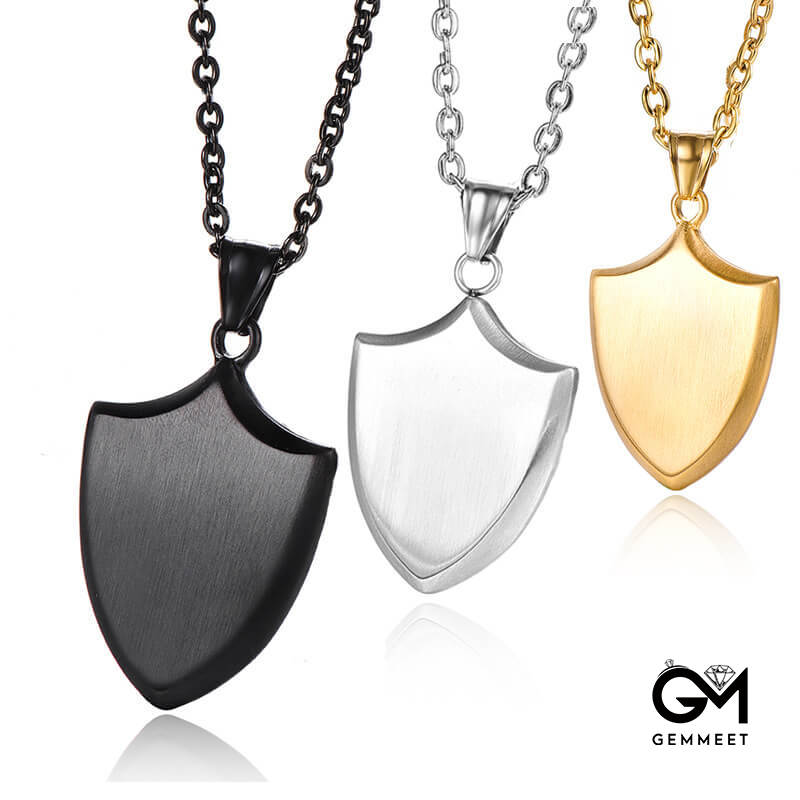 Titanium Steel Triangle Shield Necklace for Men