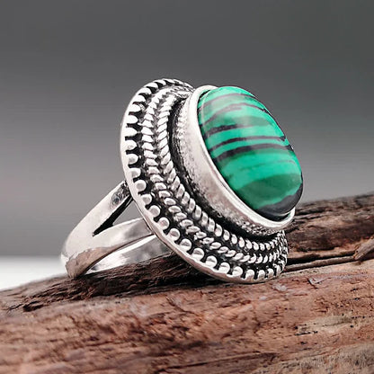 Natural Malachite Protection Ring