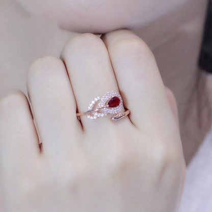 Faxul Ruby Sapphire Feather Ring