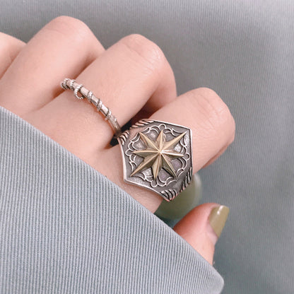 Vintage Men's Wide Octet Star Ring