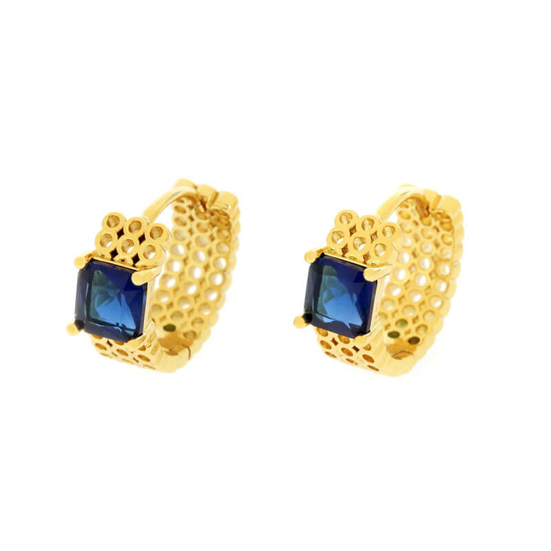 Gold Plating Shaped Square Diamond Earrings