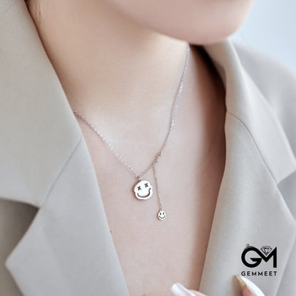 S925 Sterling Silver Smiley Face Emoji Necklace