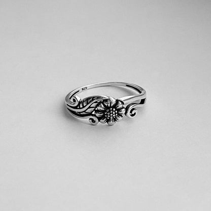 Flower Floral Daisy Silver Ring