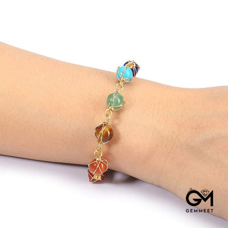 Chakra  Golden Color Adjustable Yoga Bracelet