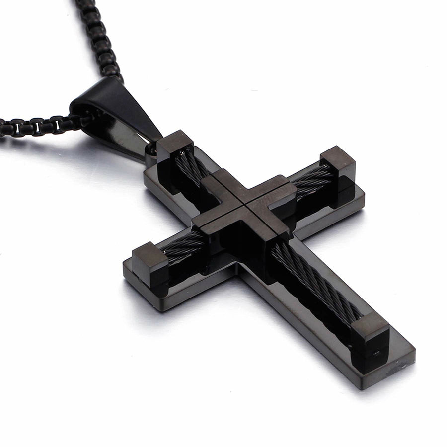 Jesus Christ Cross Pendant Stainless Steel Necklace