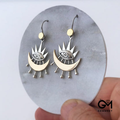 Crescent Ray Evil Eye Earrings with Earrings