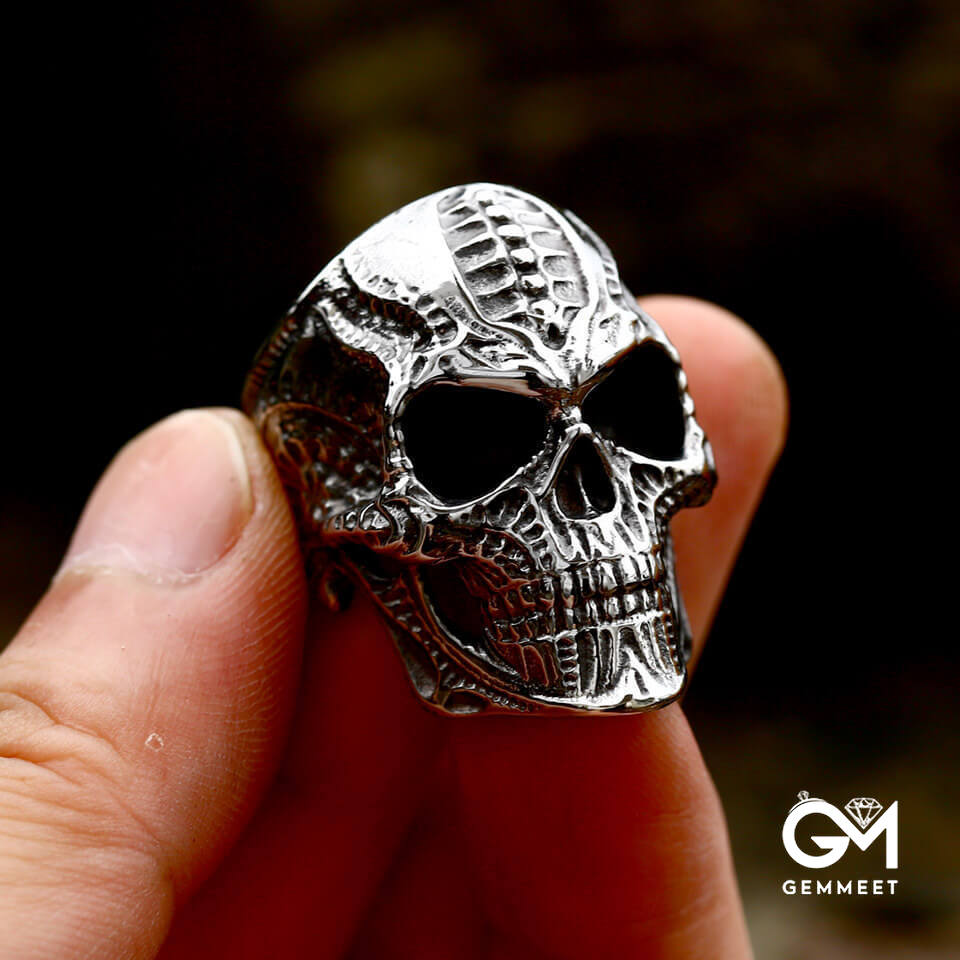 Titanium Steel Alien Punk Skull Ring