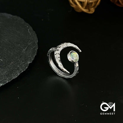 Pound The Sun Moon Moonstone Opening Ring