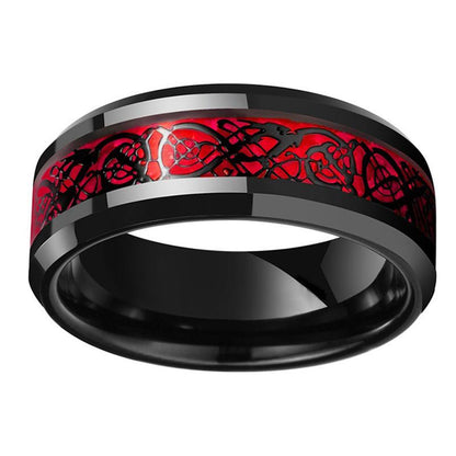 Black Gold Heart Shape Red Stones Love Couple Rings