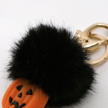 Halloween Bag Pendant Punk Wind Luminous Fluorescent Cartoon Hand-woven Fur Ball Pumpkin Niche Ornaments