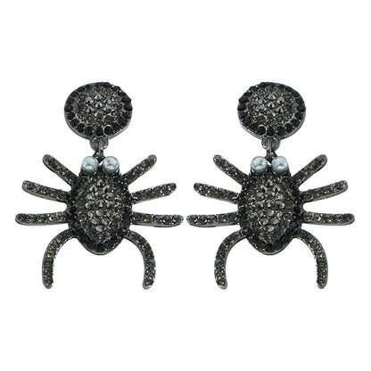 Halloween Creative Funny Alloy Inlaid Zircon Spider Earrings