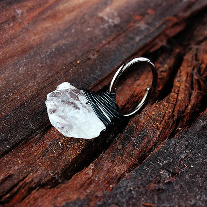 Handmade Natural Stone Crystal Wire Wrap Ring