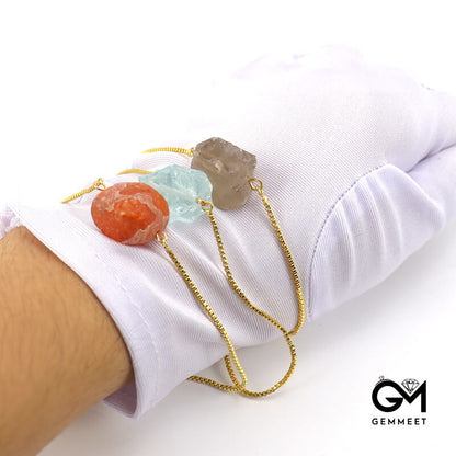 Simple Single Stone Adjustable Golden Bracelet