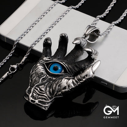 Devil's Hand Dragon Claw Blue Eye Necklace