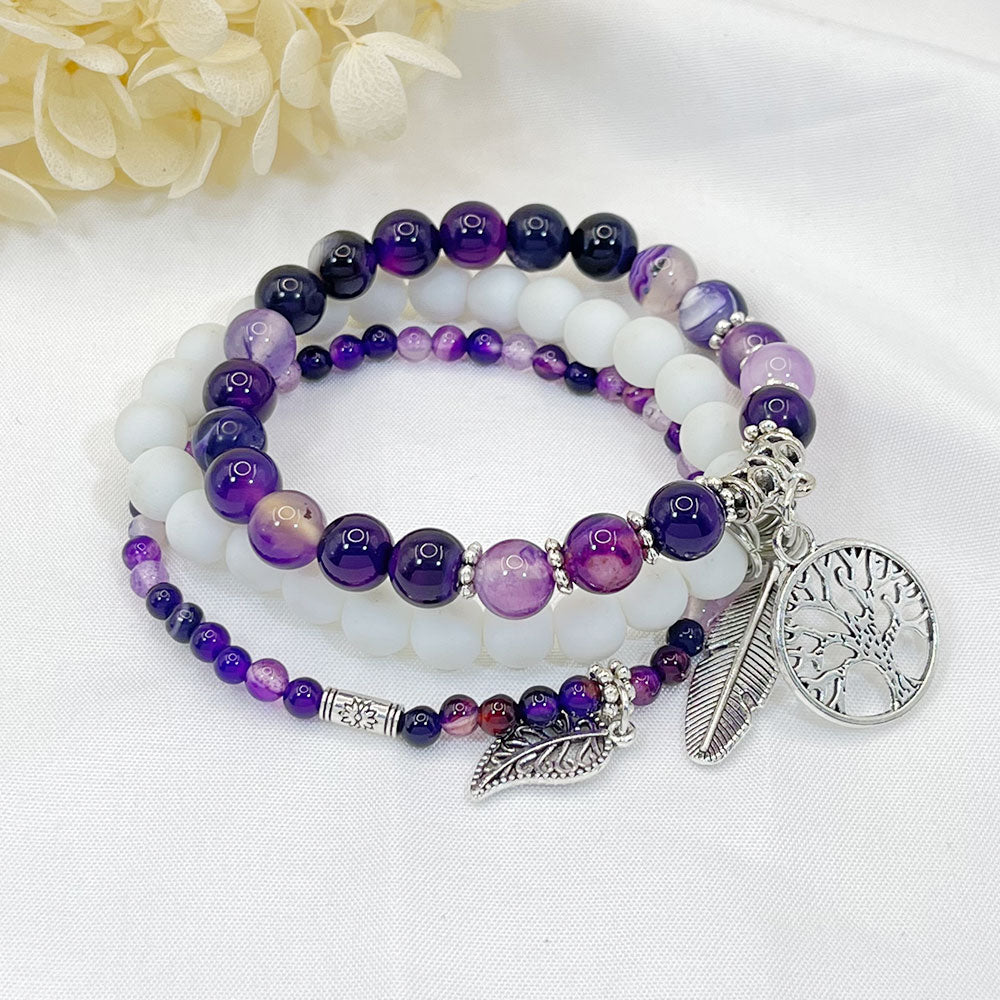 Bohemia Amazonite & Amethyst Fold Wear Bracelet