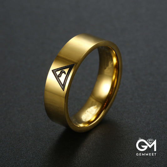 Stainless Steel Triangle Logo Ring for Men