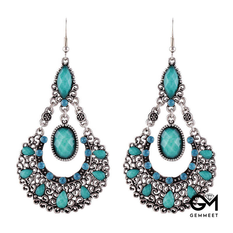 Bohemian Drop-shaped Cutout Flower Earrings