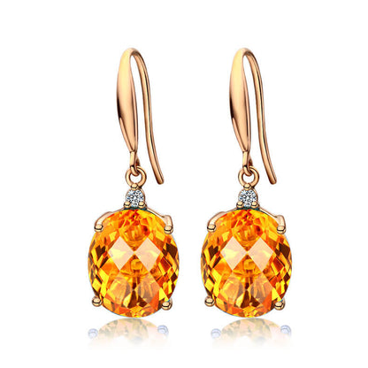 Gold Plated Citrine Zircon Earrings Luxury Earrings For Women