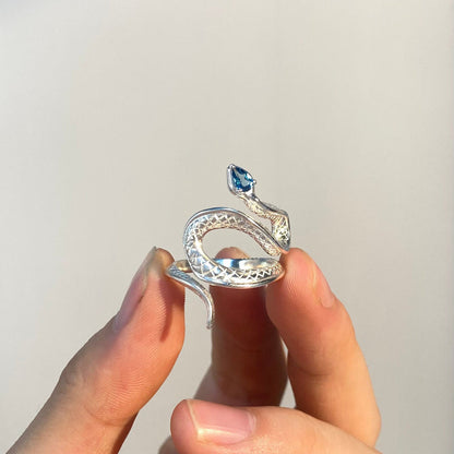 Handmade Topaz Snake Sterling Silver Ring