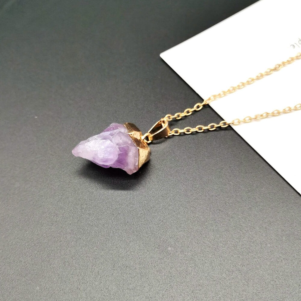 Amethyst Flower Gold-plated Crystal Necklace