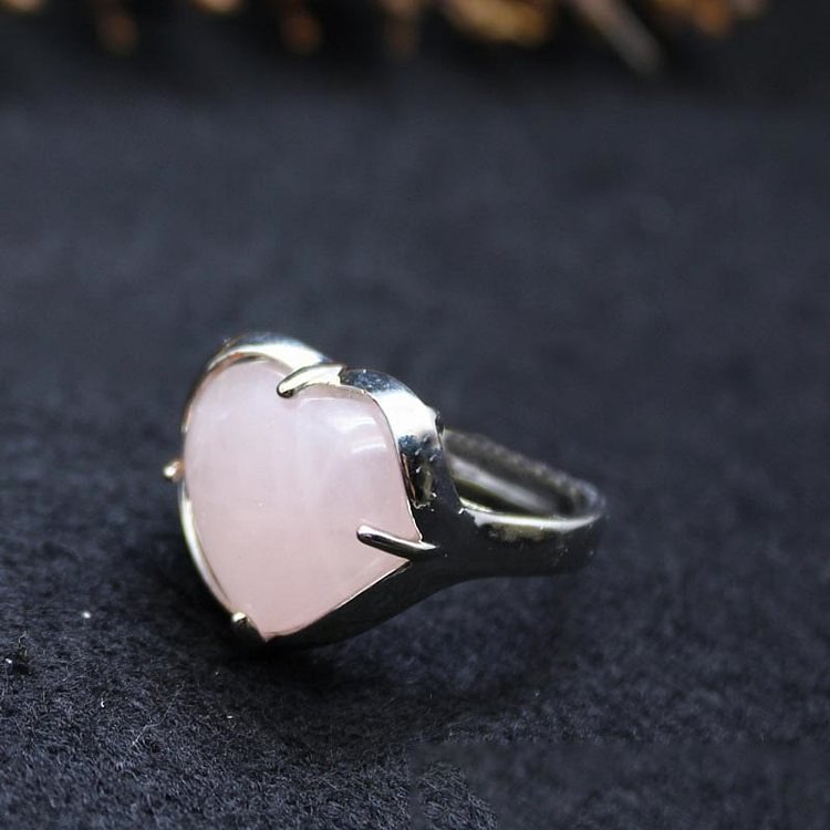 Natural Stone Crystal Heart Ring