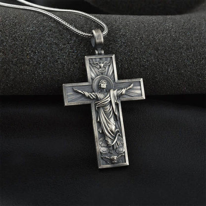 Men's Retro Pray Crucifix Necklace