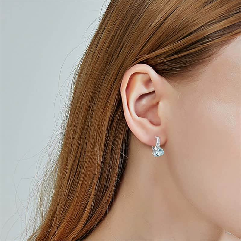 Triangle Ocean Blue Zircon Stud Earrings