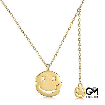 S925 Sterling Silver Smiley Face Emoji Necklace