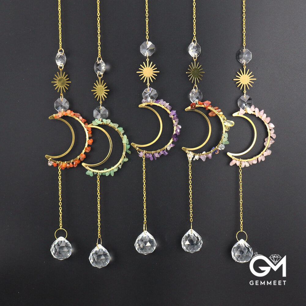 Sun Catcher Moon Sun Crystal Pendant