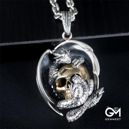 Men's Viking Dragon Skull Necklace