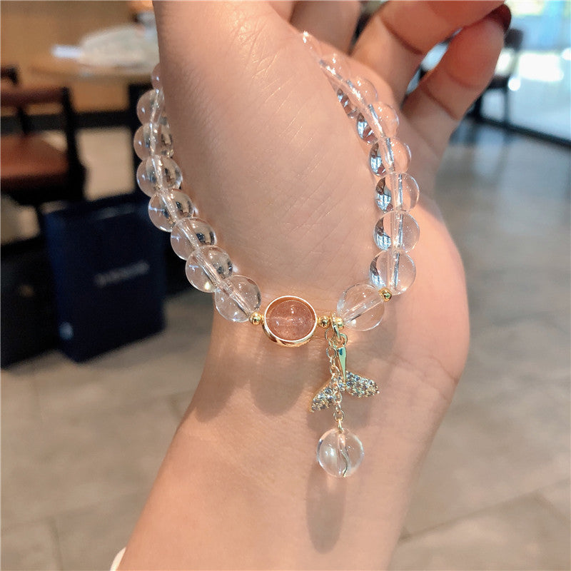 Clear White Crystal Mermaid Pendant Bracelet