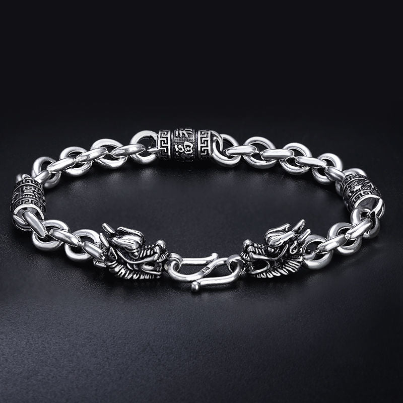 Men's Vintage Double Dragon Loop Bracelet