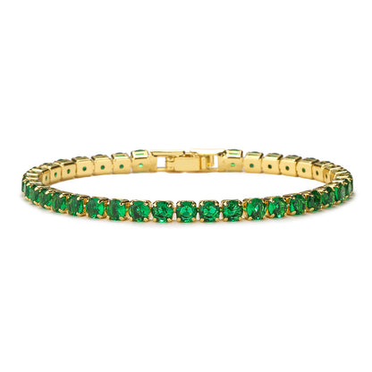 Easy Bukcle Green Stone Tennis Bracelet