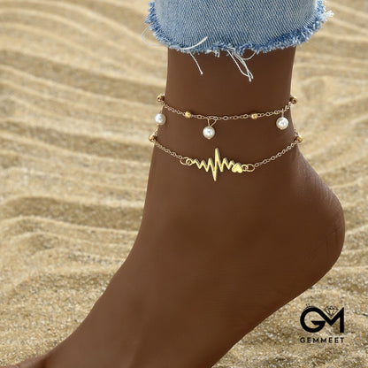 Bohemian Double Pearl ECG Anklet