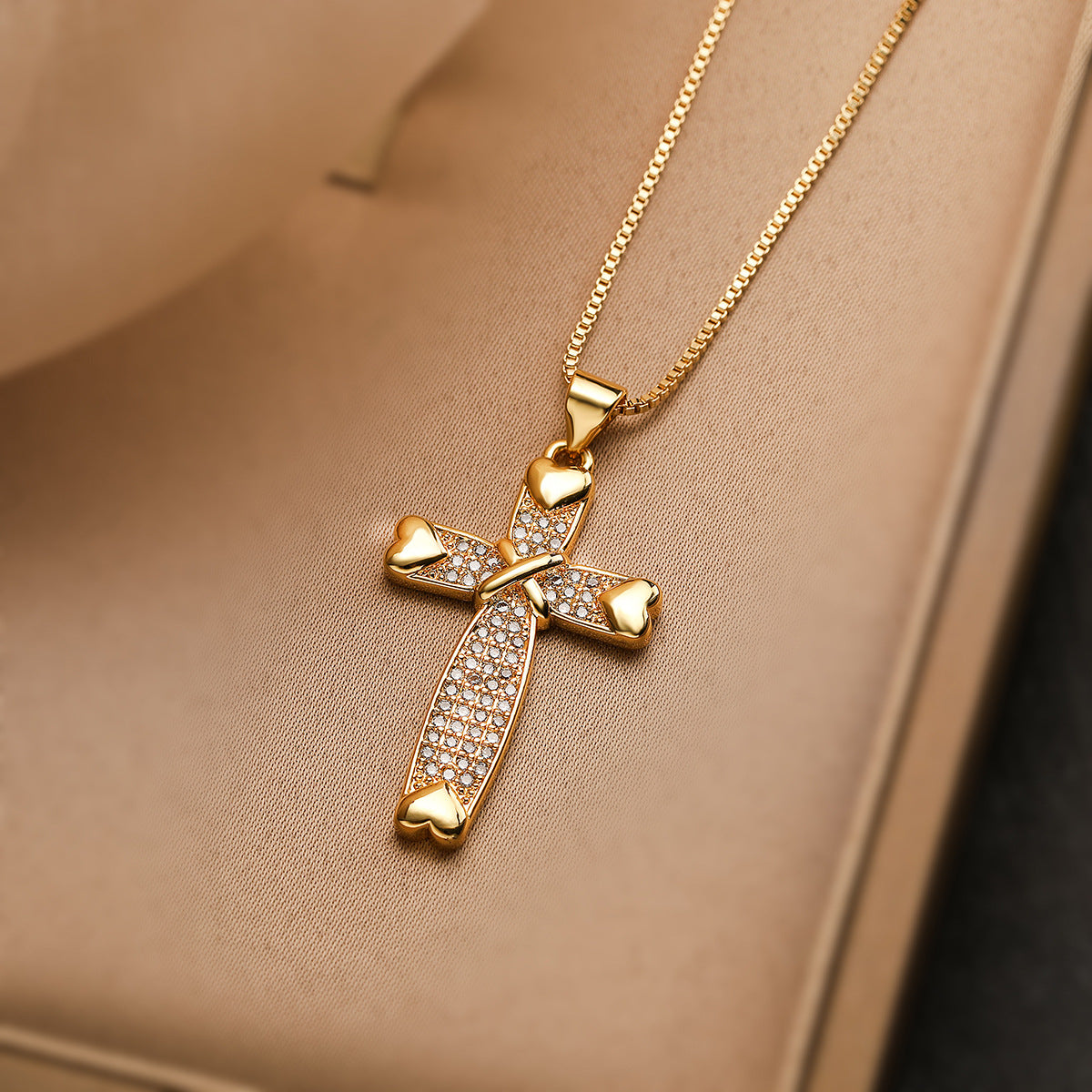 Full Stones Cross Pendant Necklace