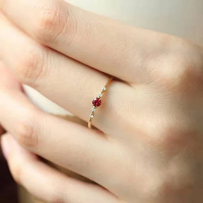 Garnet Minimalist Tiny Ring