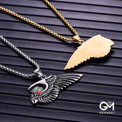 Totem Feather Stainless Steel Cast Plated Gold Necklace