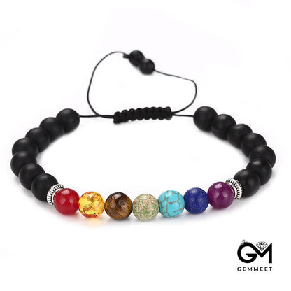 8mm Woven Shambhala Black Stone Bracelet