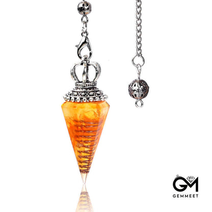 Citrine Crystal Hexagon Chaklaline Pendulum