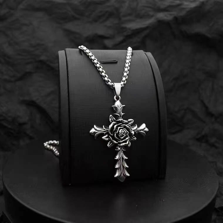 "The Faith" Rose Cross Necklace