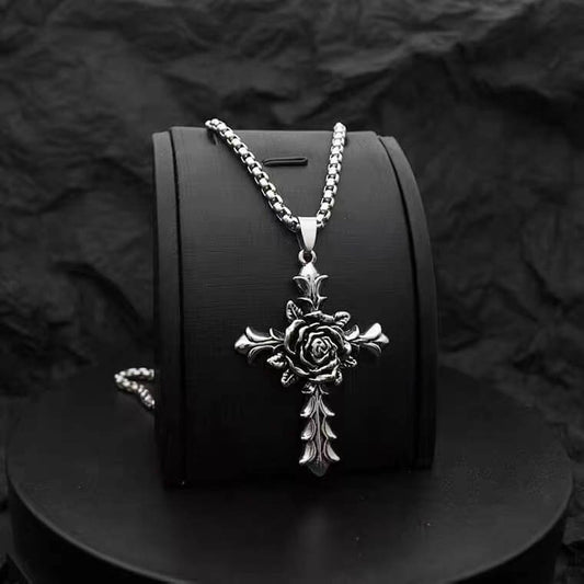 "The Faith" Rose Cross Necklace